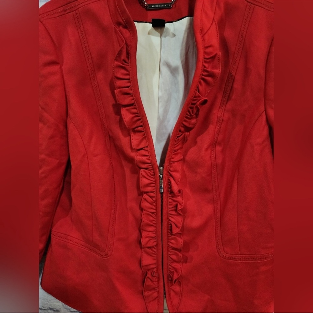 WHBM Red Ruffled Blazer - Picture 3 of 4